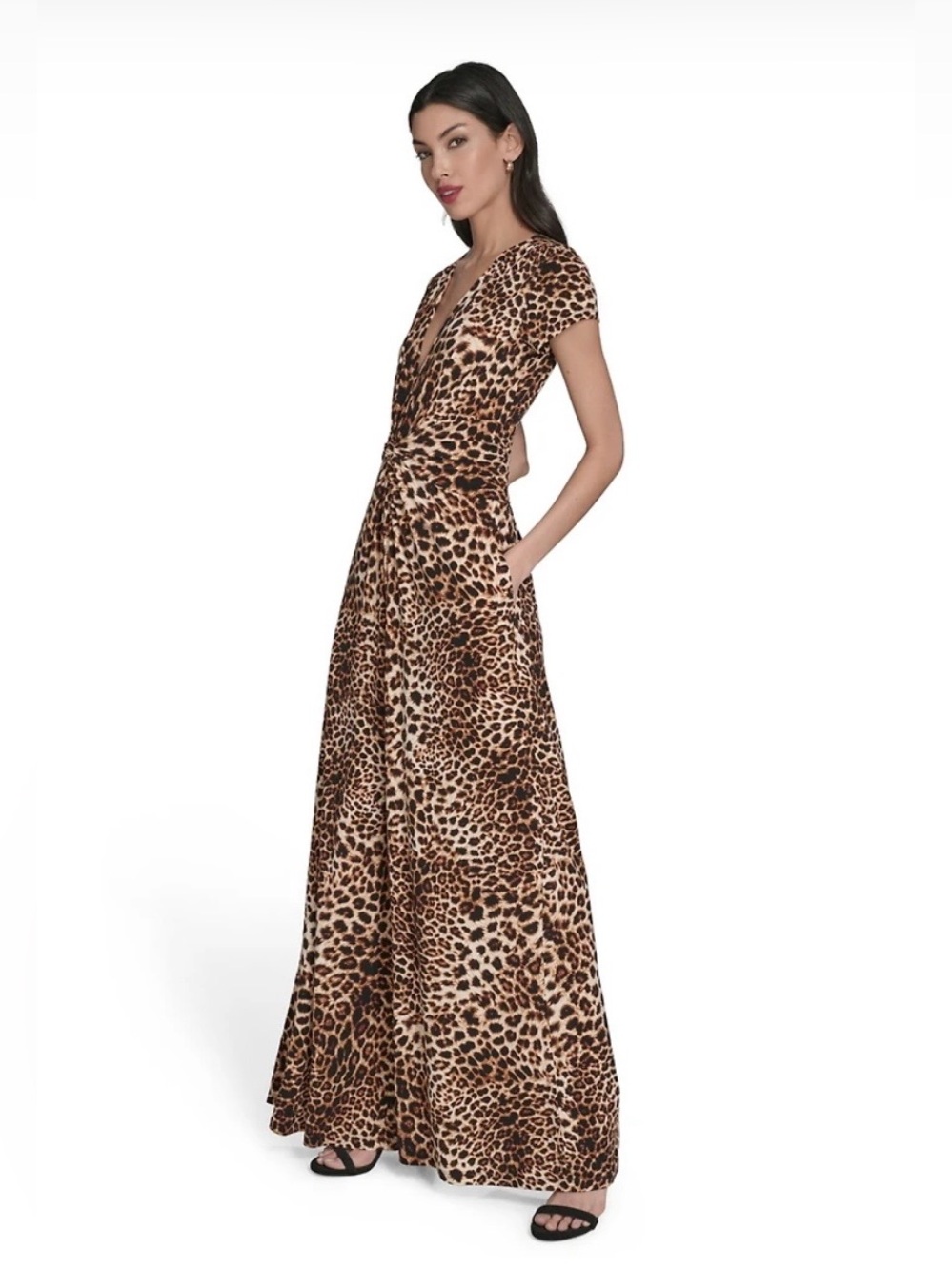 Vince Camuto Leopard-Print Knot-Front Jumpsuit in Tan and Brown